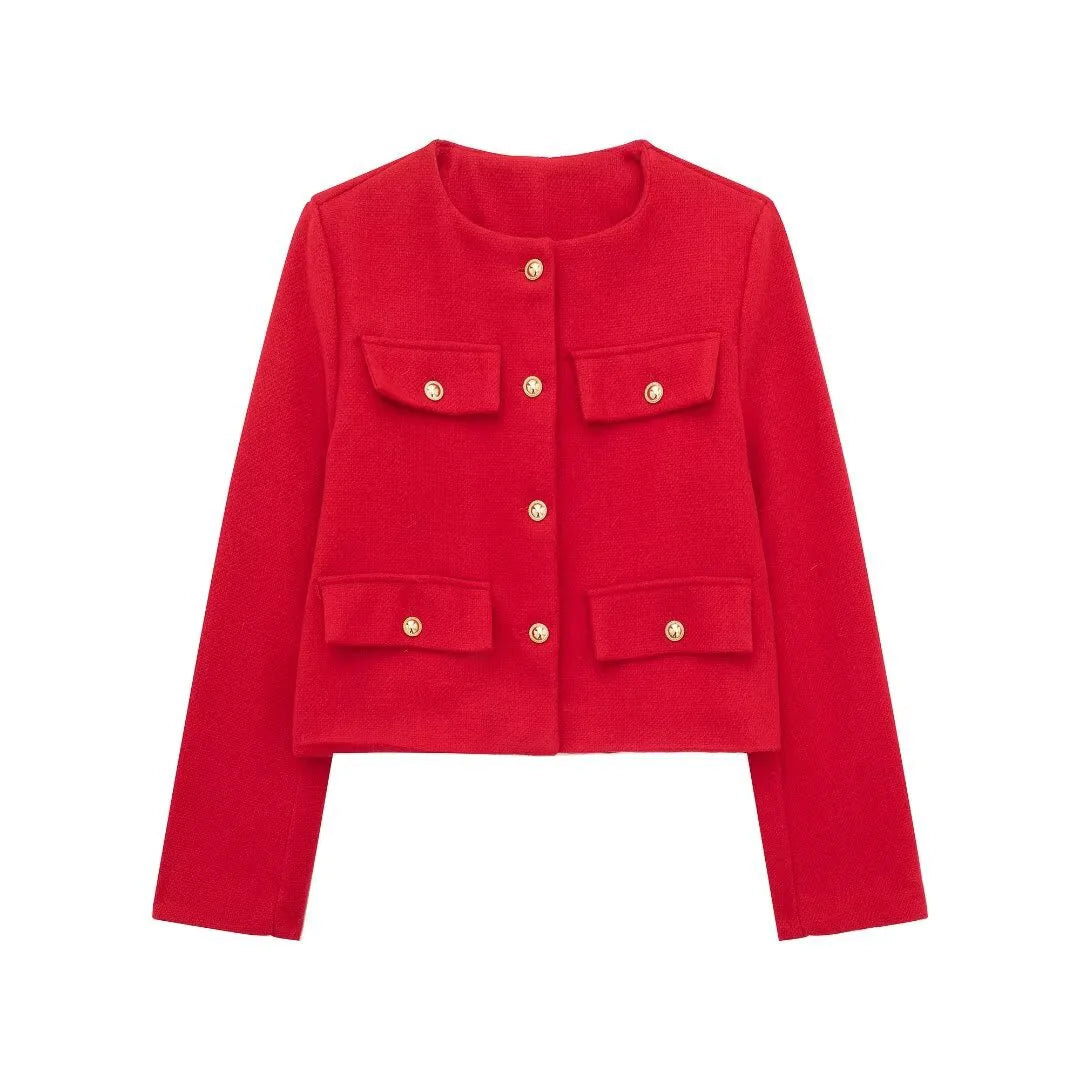 Fashion Casual Flip Trim Short Jacket for Women