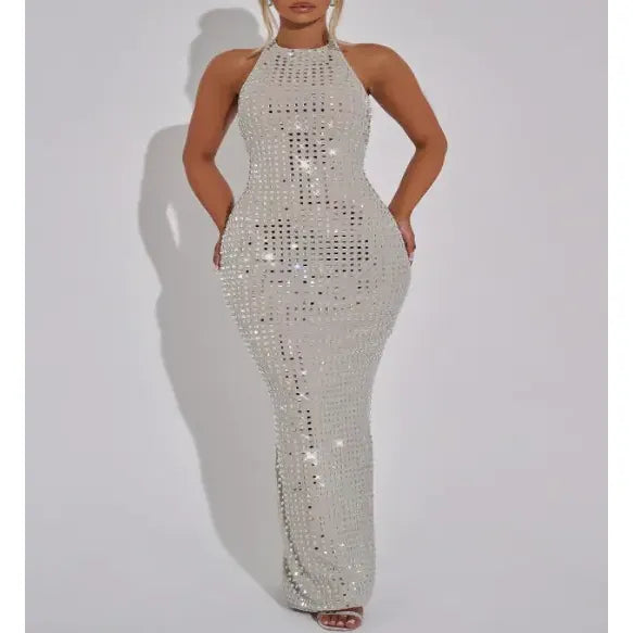 Midnight Flame Backless Slim Fit Evening Gown