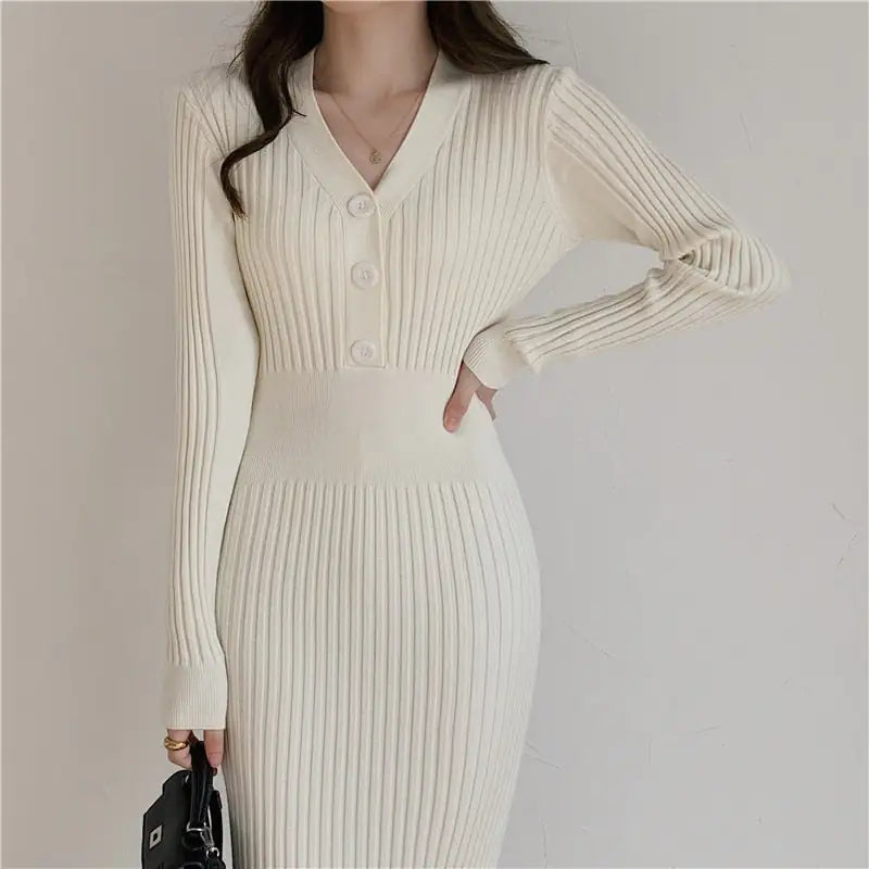 Livia Knitted Long-Sleeved Elegant Dress ✨
