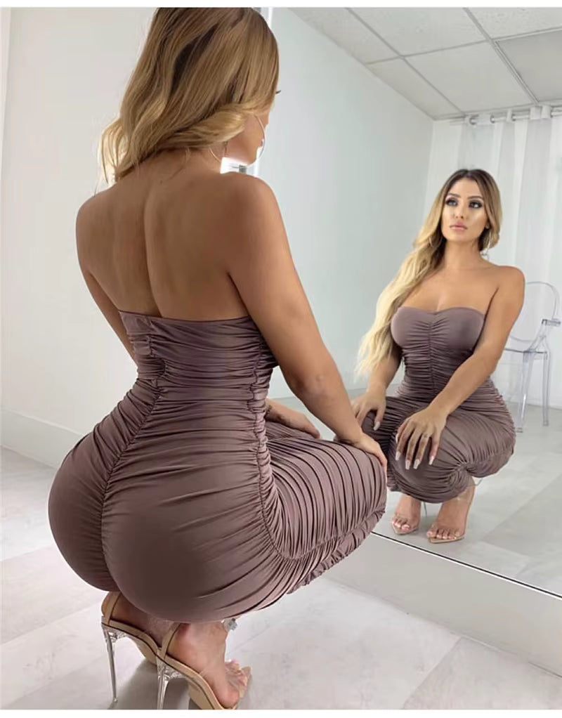 Isolde Pleated Strapless Maxi Dress