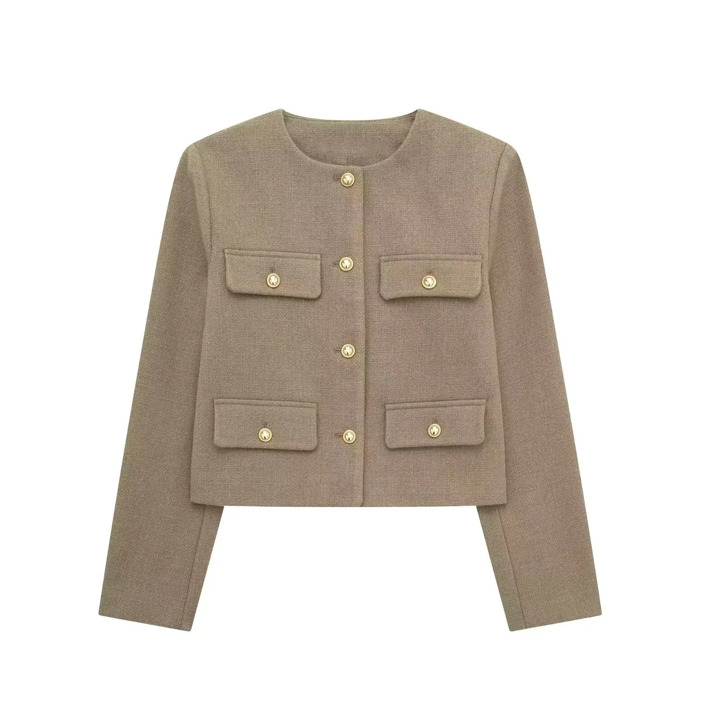 Fashion Casual Flip Trim Short Jacket for Women