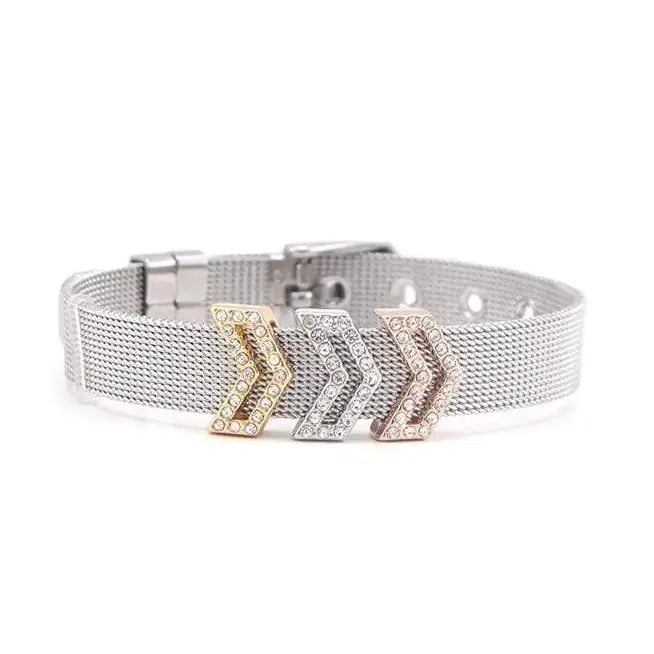 3 Chevron Pavé Charm Bracelet