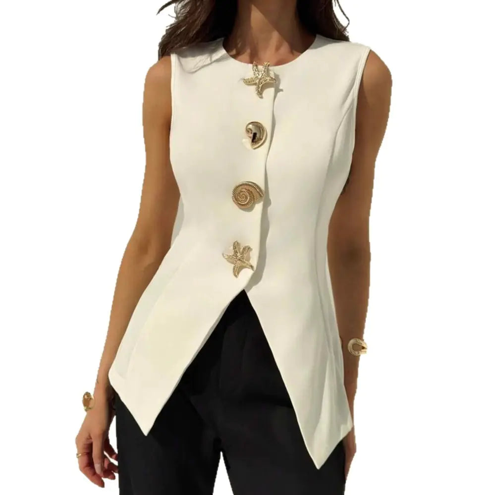 Yasmina V-Neck Button Vest