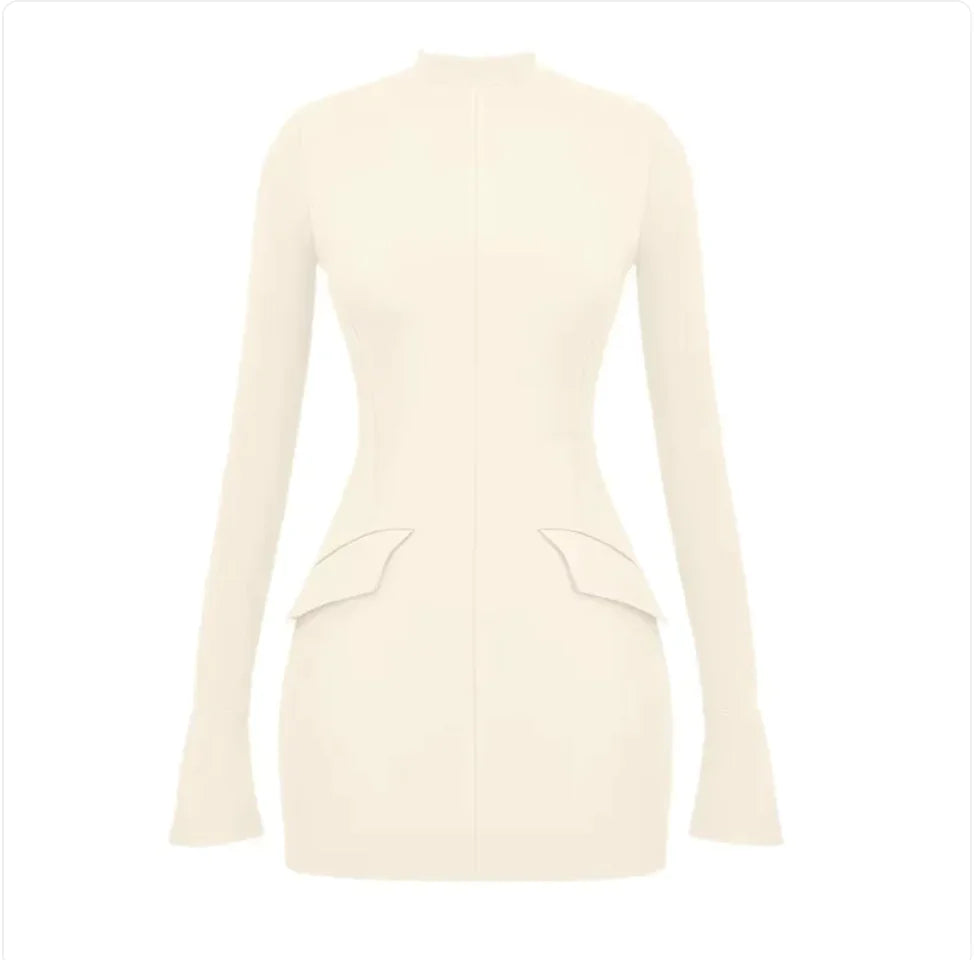 Elara Slim-Fit Pleated Dress