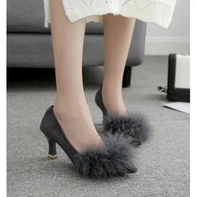 Plain Color Pointed Toe Mid-Heel Work Shoes for Women