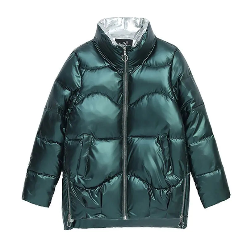 Shiny Down Jacket for Women, Short Winter Fashion