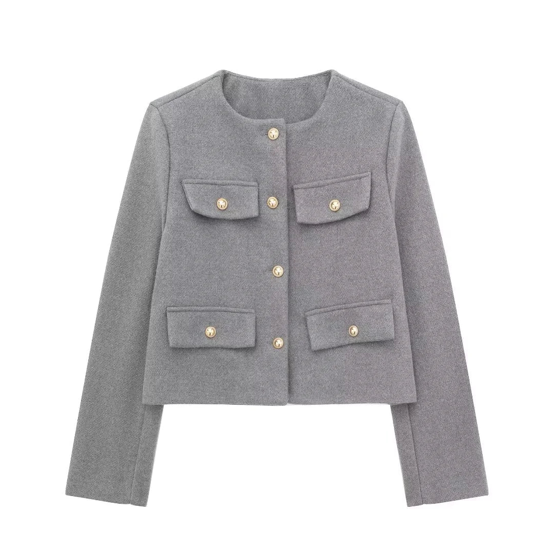 Fashion Casual Flip Trim Short Jacket for Women