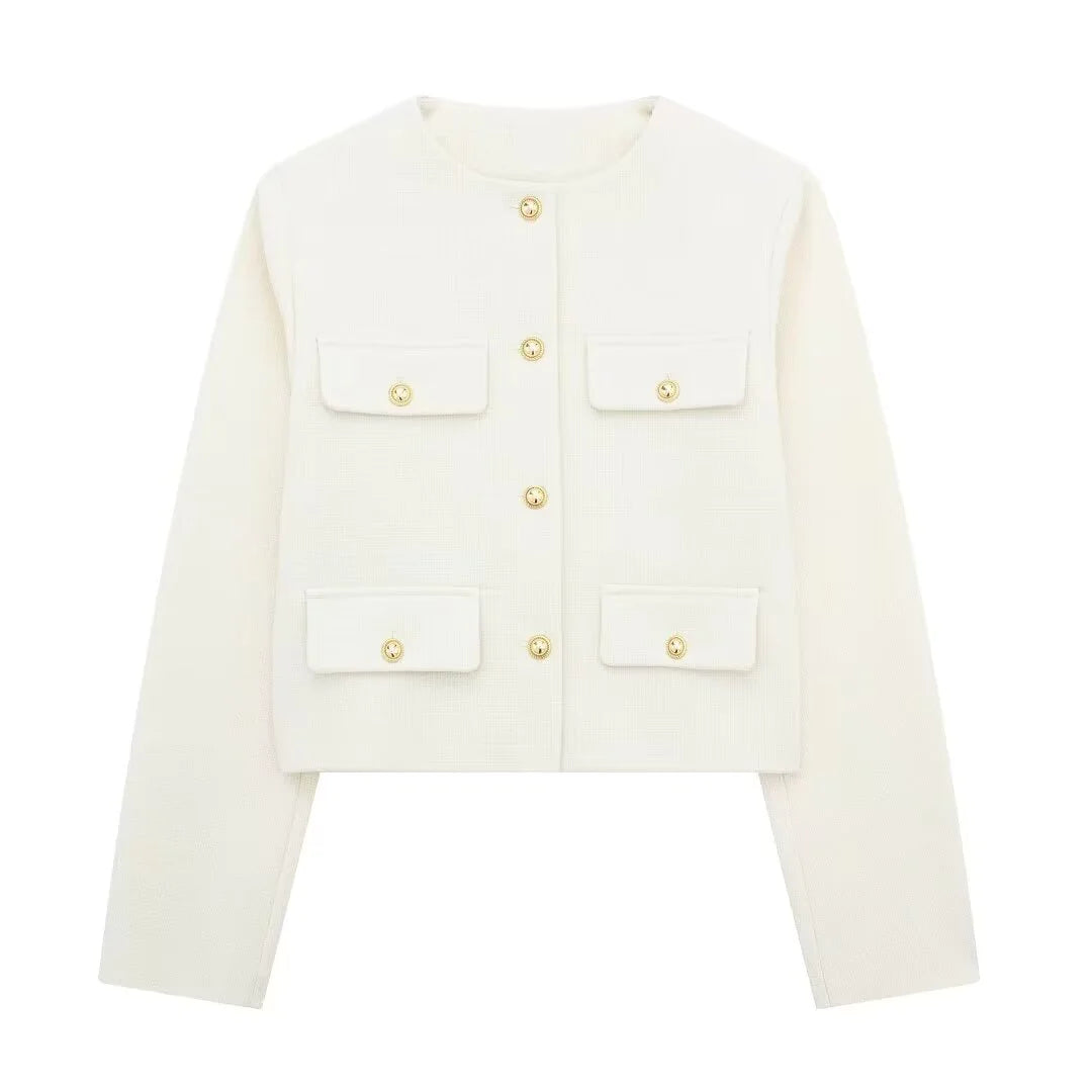 Fashion Casual Flip Trim Short Jacket for Women