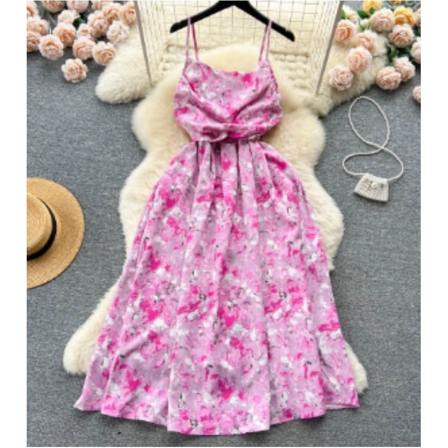 Romantic Floral Print Maxi Dress (One Piece)