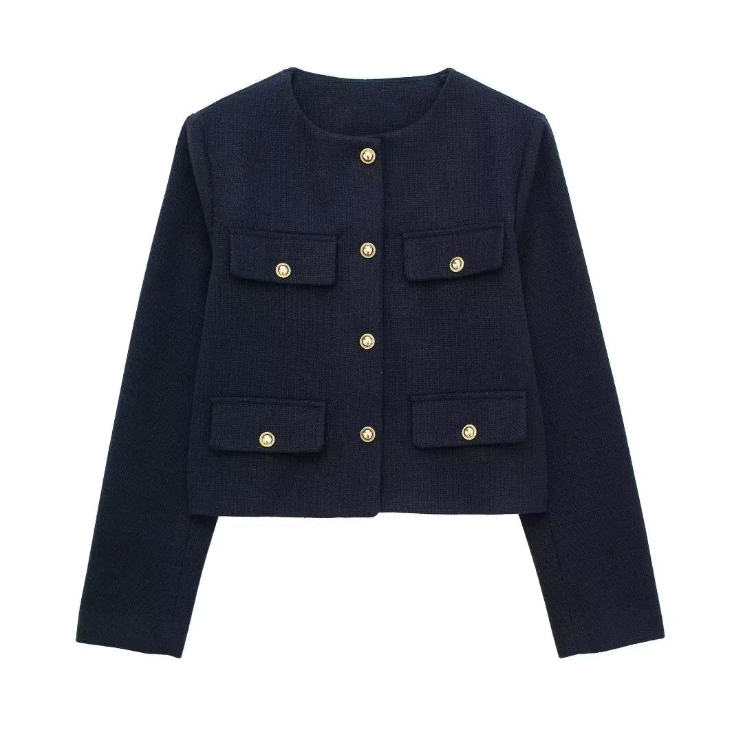 Fashion Casual Flip Trim Short Jacket for Women