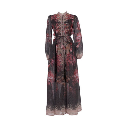 Elodie Embroidered One-Shoulder Gown