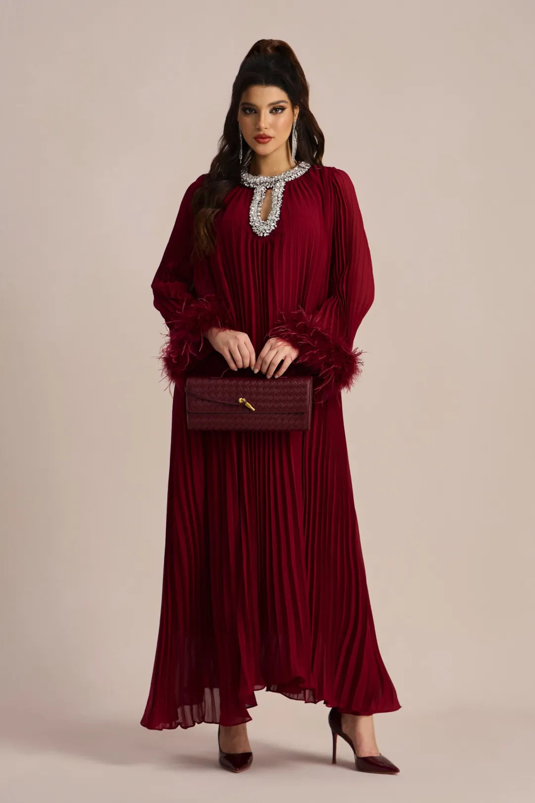 Amara Feather Diamante Gown