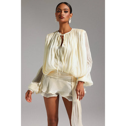 Sienna Bloom Ruched Tie Waist Short Dress