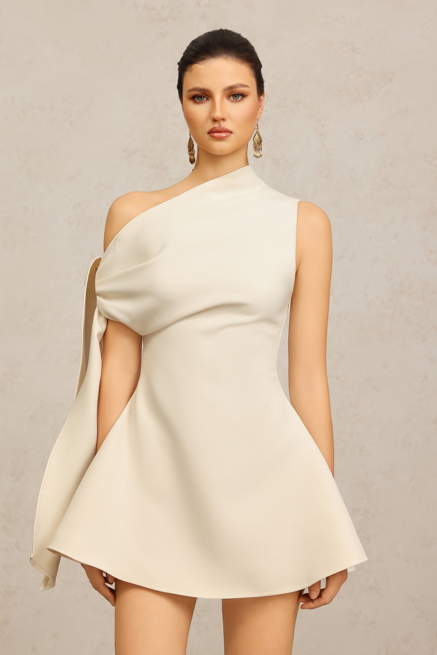 Valentina One-Shoulder Flounce Dress