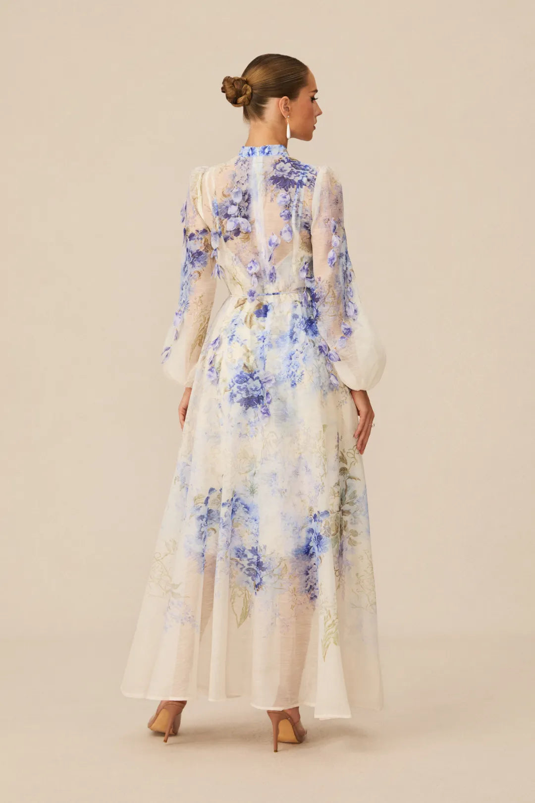 Elodie Embroidered One-Shoulder Gown