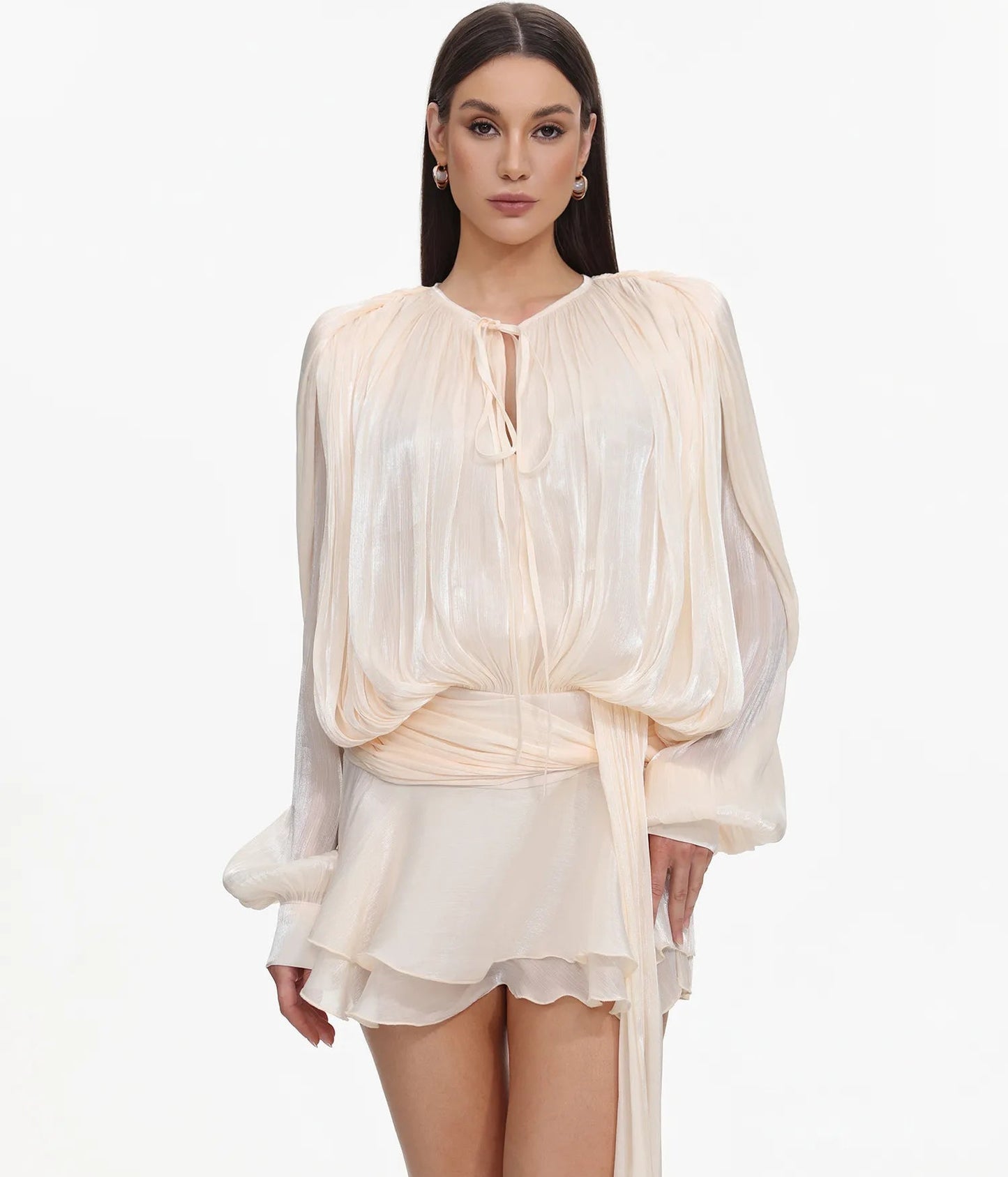 Sienna Bloom Ruched Tie Waist Short Dress