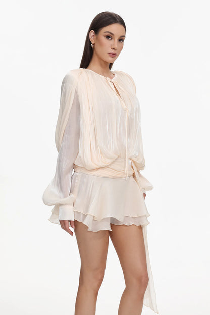 Sienna Bloom Ruched Tie Waist Short Dress