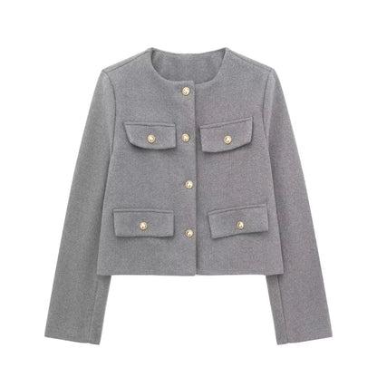 Fashion Casual Flip Trim Short Jacket for Women