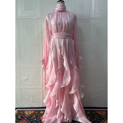 Stella Puff Sleeve Ruffle Trim Maxi Dress