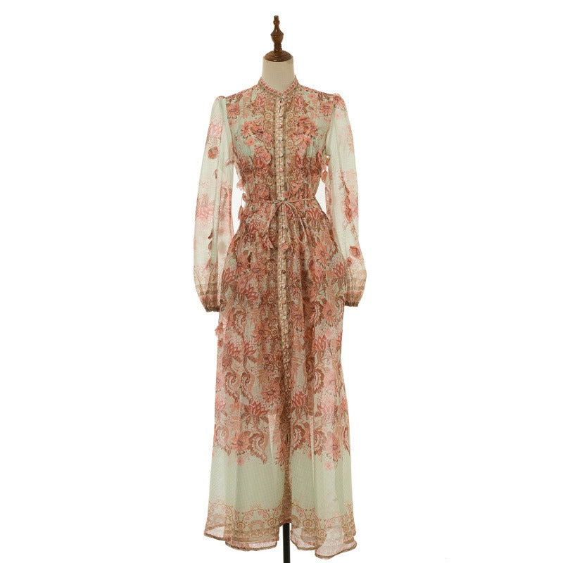 Elodie Embroidered One-Shoulder Gown