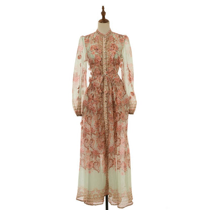 Elodie Embroidered One-Shoulder Gown