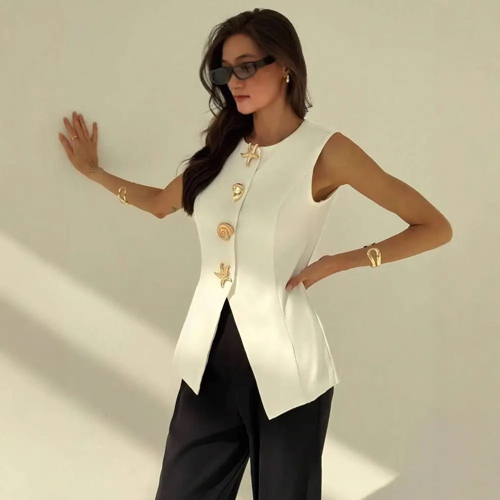 Yasmina V-Neck Button Vest