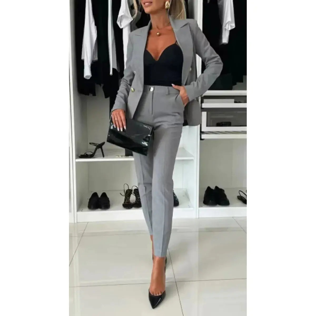 Ladies' Chic Solid Suit Set