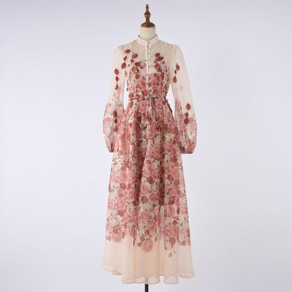 Elodie Embroidered One-Shoulder Gown