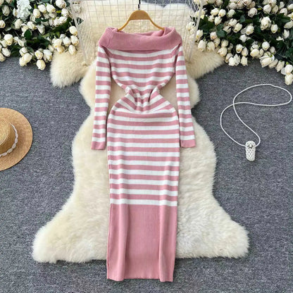 Off-Shoulder Knit Sheath Dress