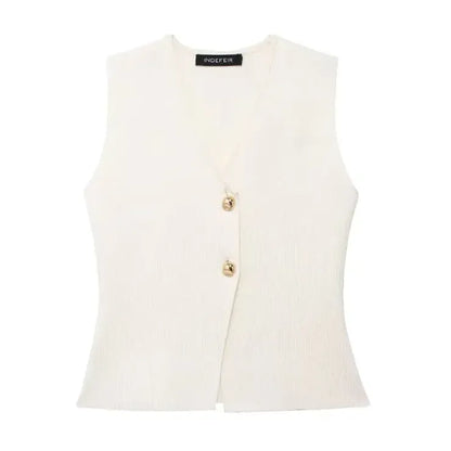 Women's Knitted Vest & Pleated Skirt Set