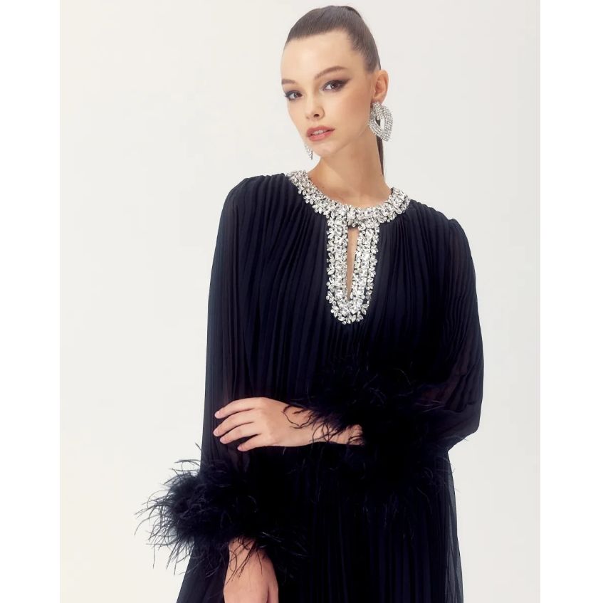 Amara Feather Diamante Gown