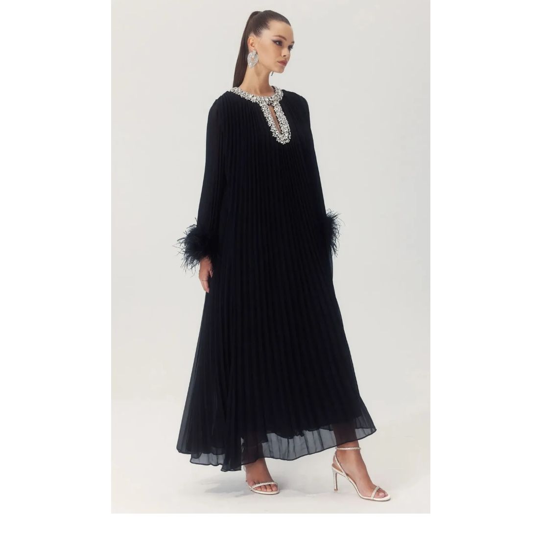 Amara Feather Diamante Gown