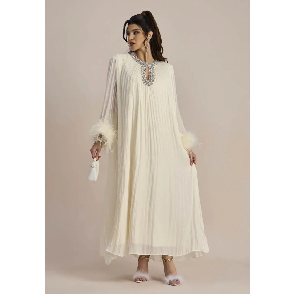 Amara Feather Diamante Gown