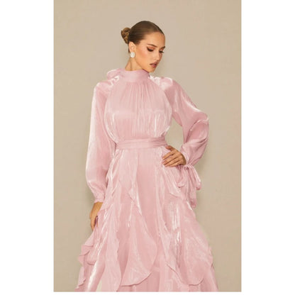 Stella Puff Sleeve Ruffle Trim Maxi Dress
