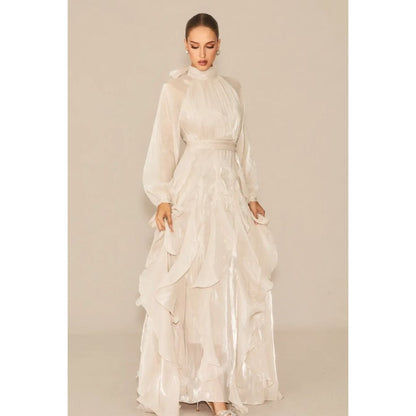 Stella Puff Sleeve Ruffle Trim Maxi Dress
