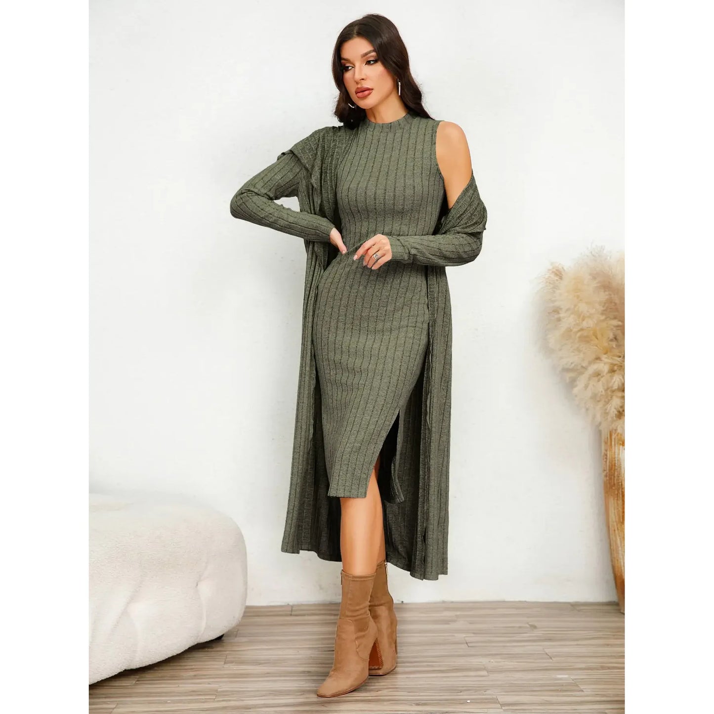 Long Sleeve High Waist Dress