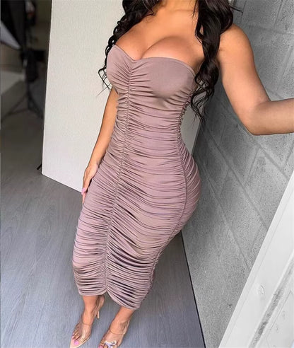 Isolde Pleated Strapless Maxi Dress