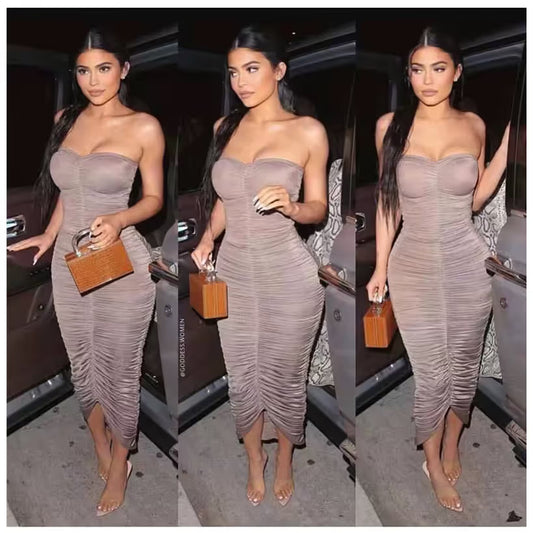 Isolde Pleated Strapless Maxi Dress