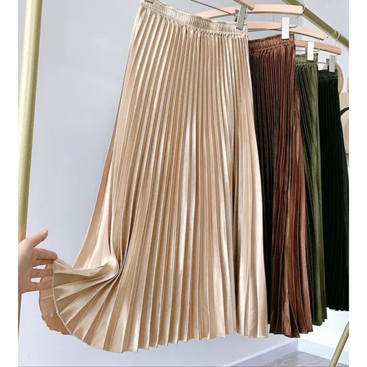 Selene High Waist Satin Pleated Skirt ✨