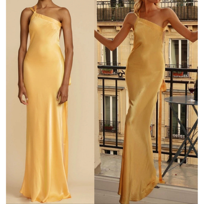 ✨ Mariah Maxi Dress – Yellow Oblique Shoulder ✨