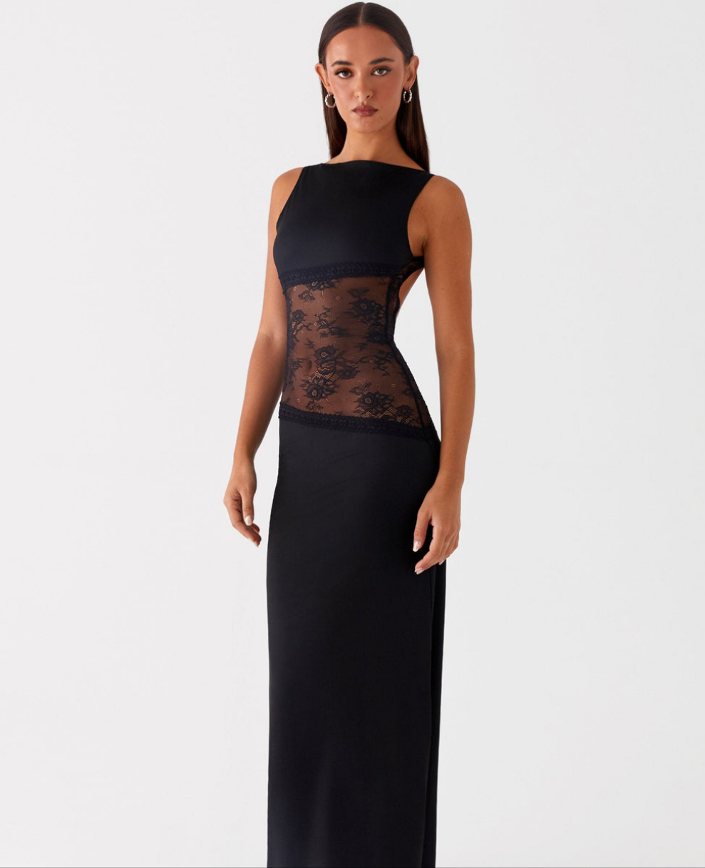 Hollow Backless Lace Maxi Dress