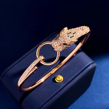Rose Gold Leopard Diamond Ring Bracelet