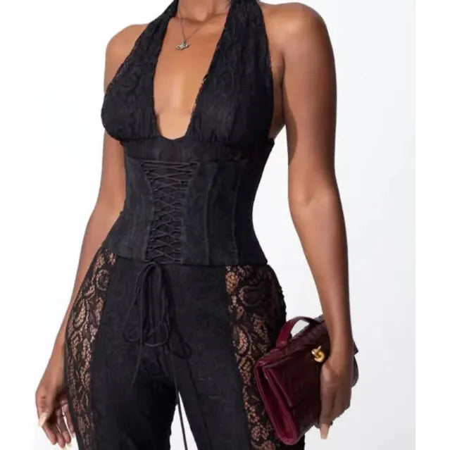 Anita Chic Halter V-Neck Jumpsuit