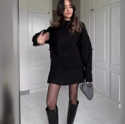 Solid Casual Preppy Knit Short Set (One Set)