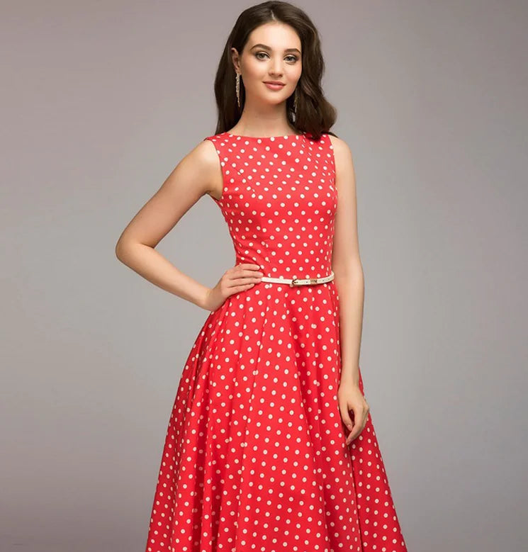 Polka Dot Dress, Maxi Dress, Long Skirt