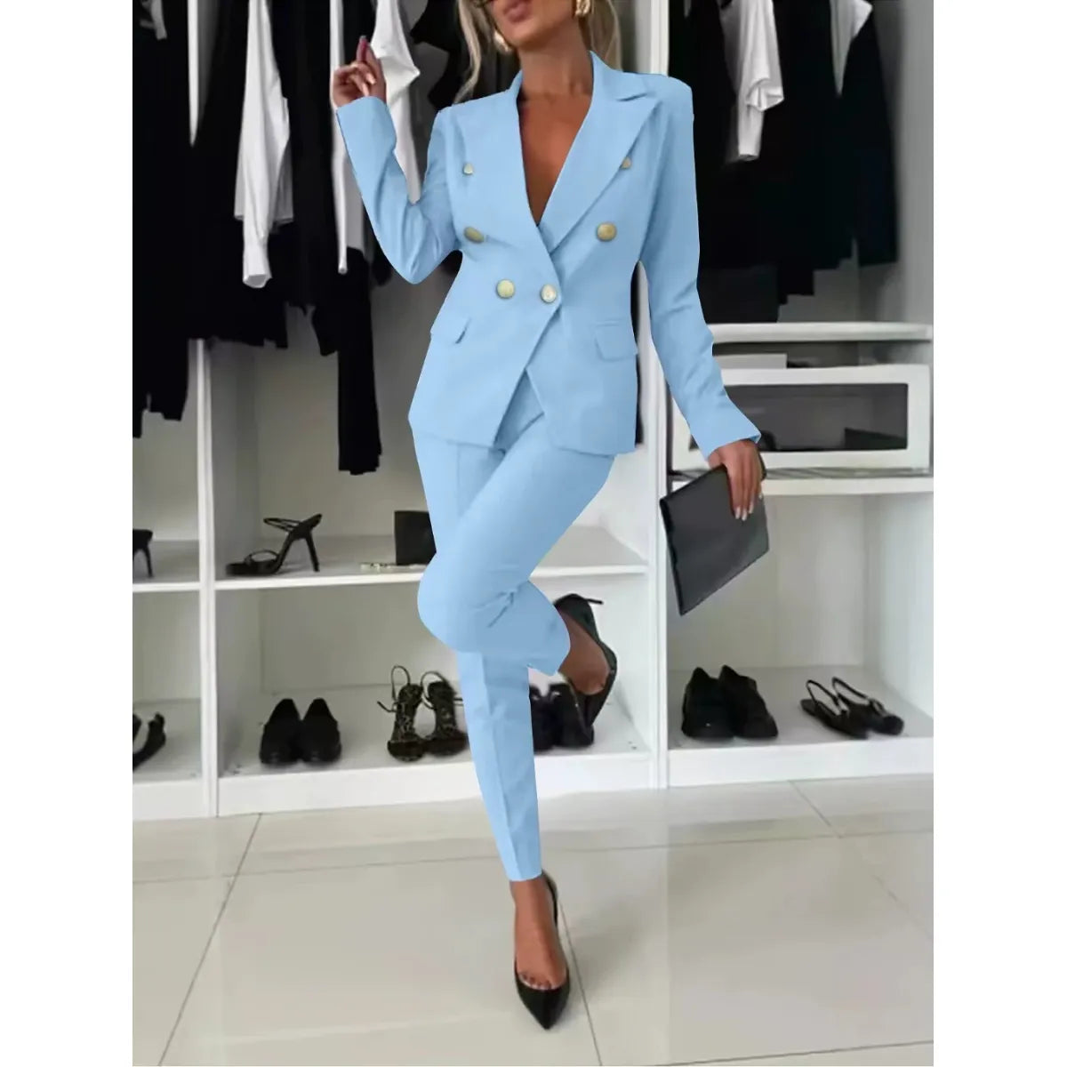 Ladies' Chic Solid Suit Set