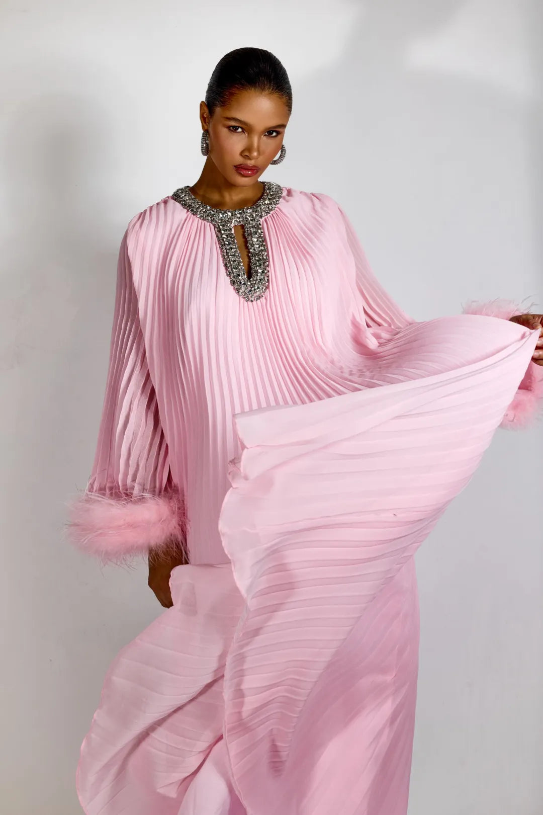 Amara Feather Diamante Gown