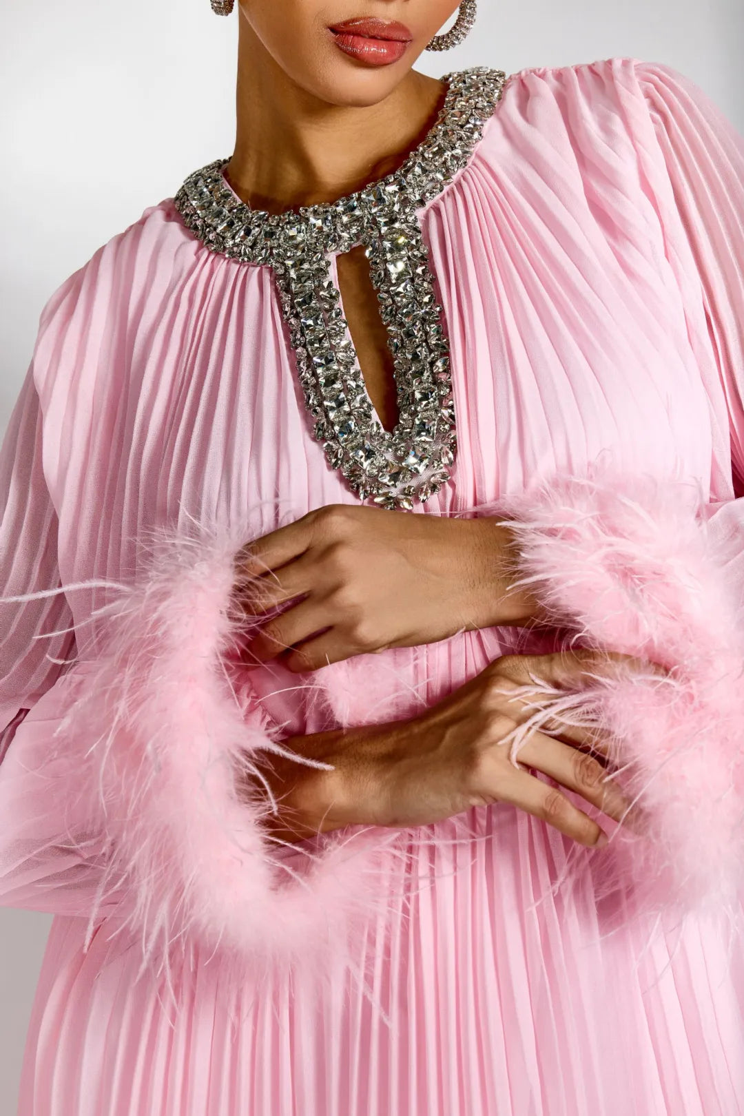 Amara Feather Diamante Gown