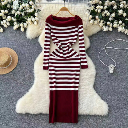 Off-Shoulder Knit Sheath Dress