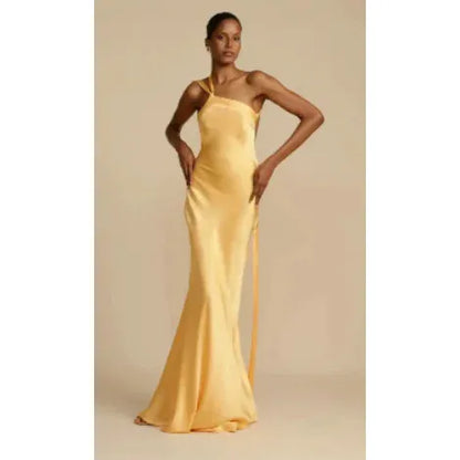✨ Mariah Maxi Dress – Yellow Oblique Shoulder ✨